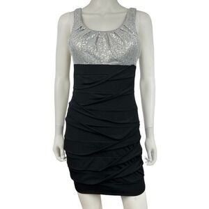 Ruby Rox Womens Mini Dress Size‎ M Black & Silver Sequinned Sleeveless